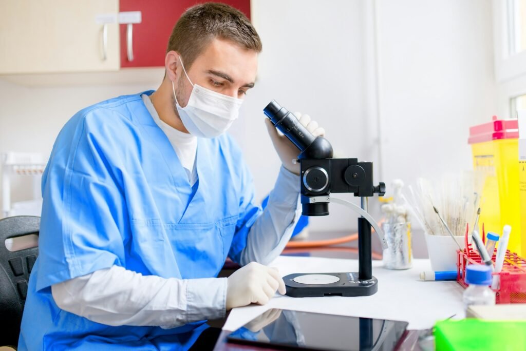 male researcher carrying out scientific research in a laboratory