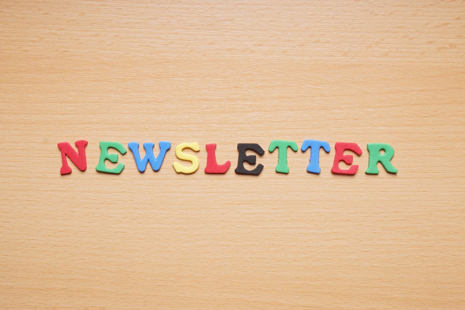 newsletter in foam rubber letters